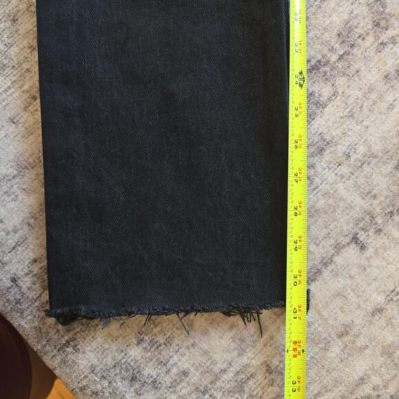 AGOLDE Jeans Womens 28 Black Cherie High Rise Straight Raw Hem Made USA Zip Fly - Picture 10 of 11